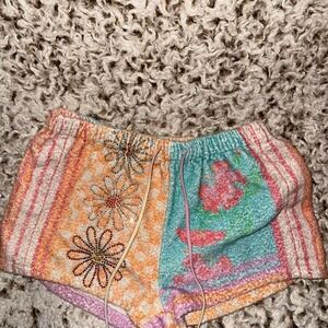 RARE Free People Terrycloth Colorful Shorts‎ Crystal Boho Size Small